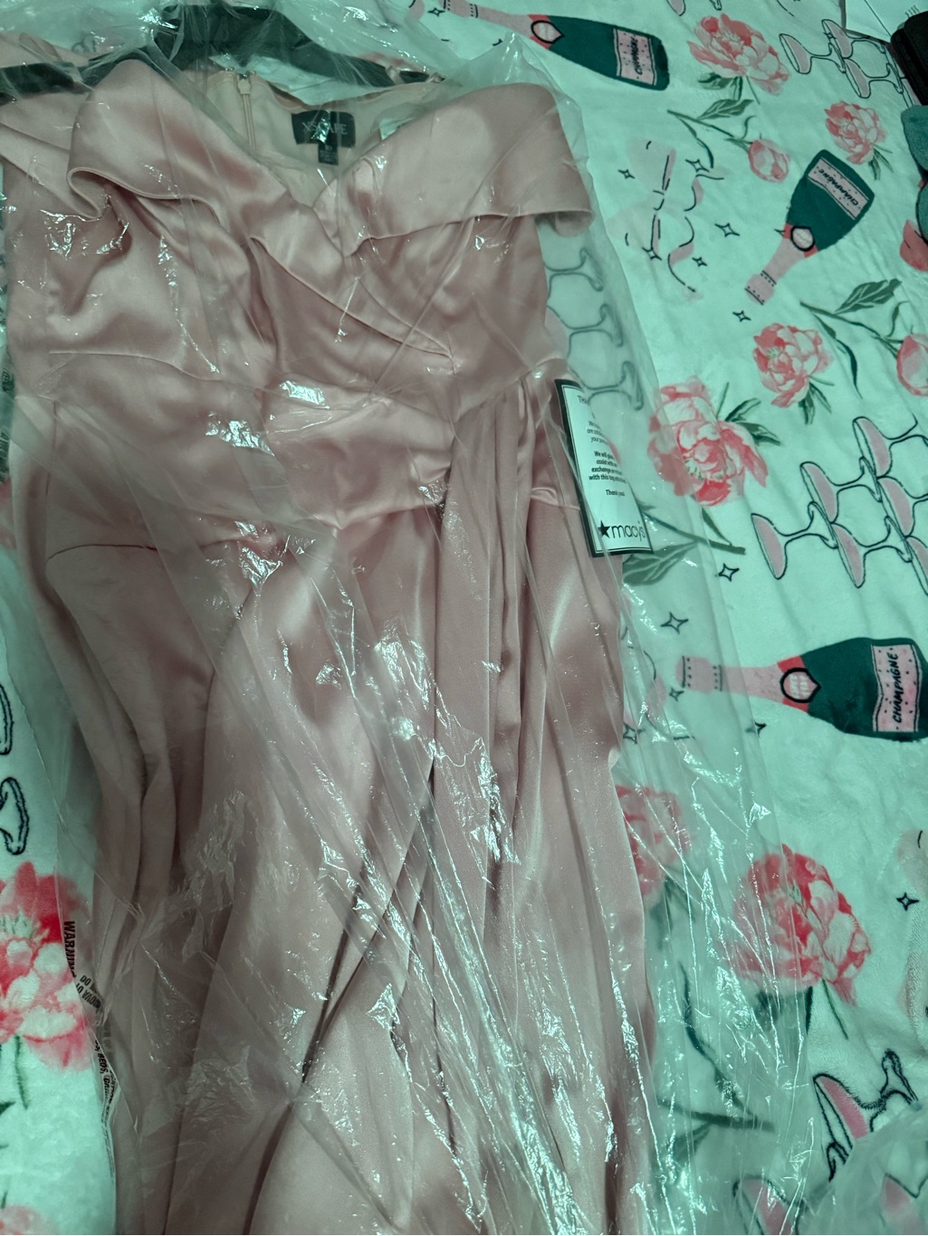 Xscape Blush Pink Satin Formal Dress